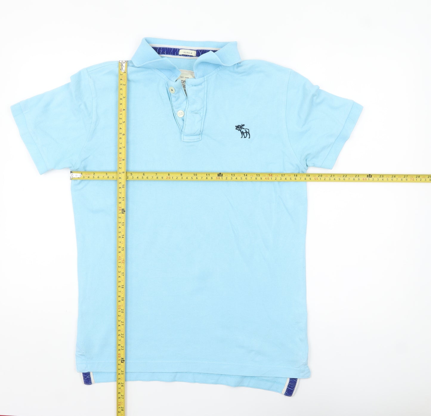 Abercrombie & Fitch Men’s Blue Muscle Fit Cotton Polo Shirt Size S