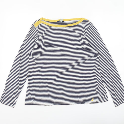 Joules Women’s Blue Striped Long Sleeve Cotton Boat Neck T-Shirt UK 14