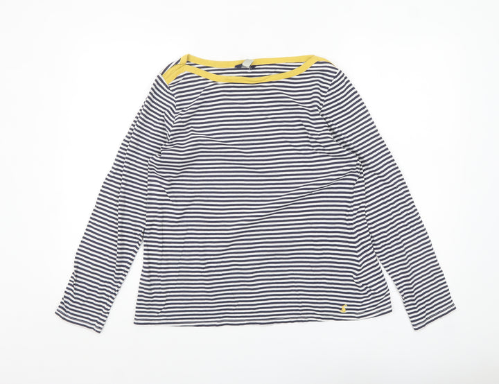 Joules Women’s Blue Striped Long Sleeve Cotton Boat Neck T-Shirt UK 14