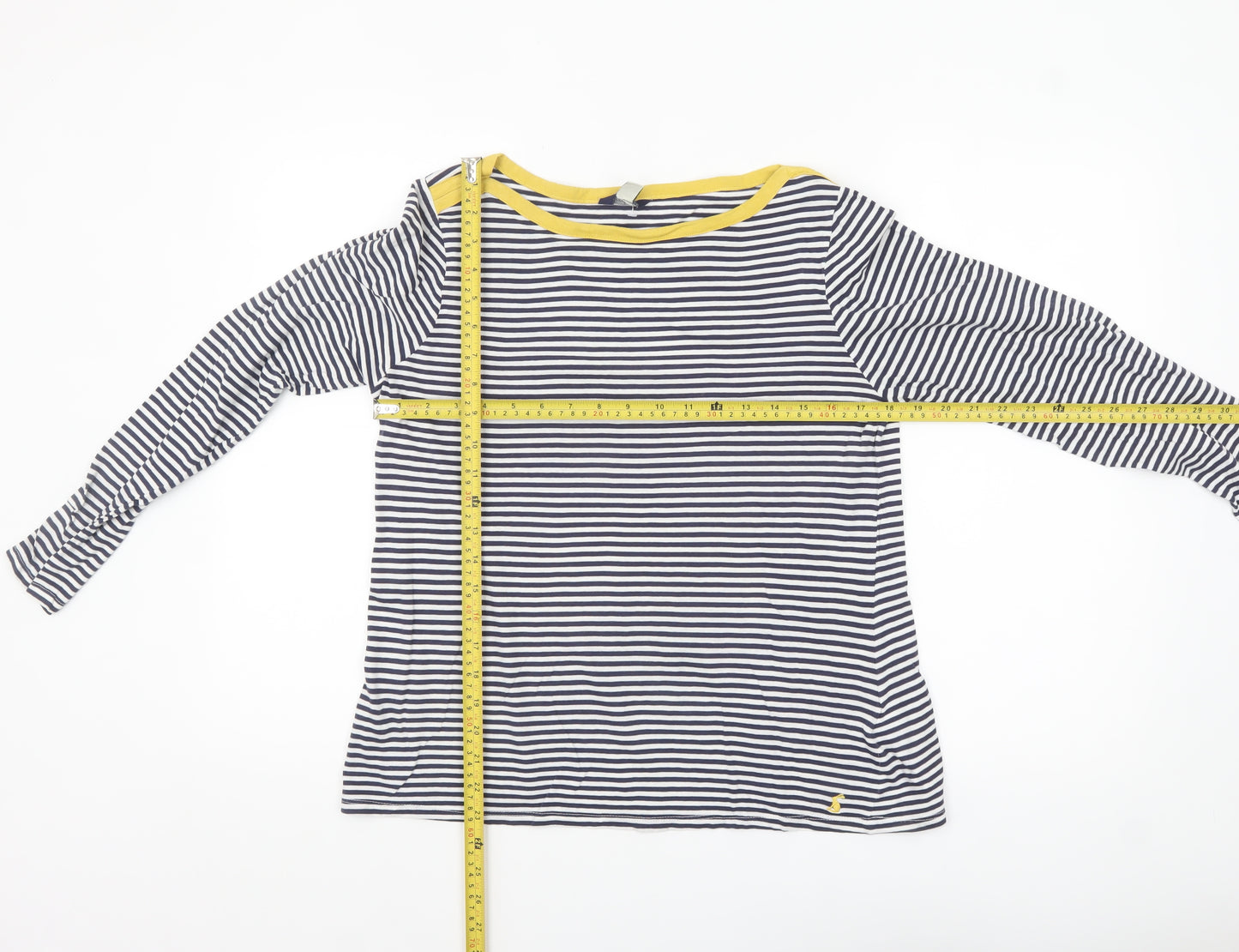 Joules Women’s Blue Striped Long Sleeve Cotton Boat Neck T-Shirt UK 14