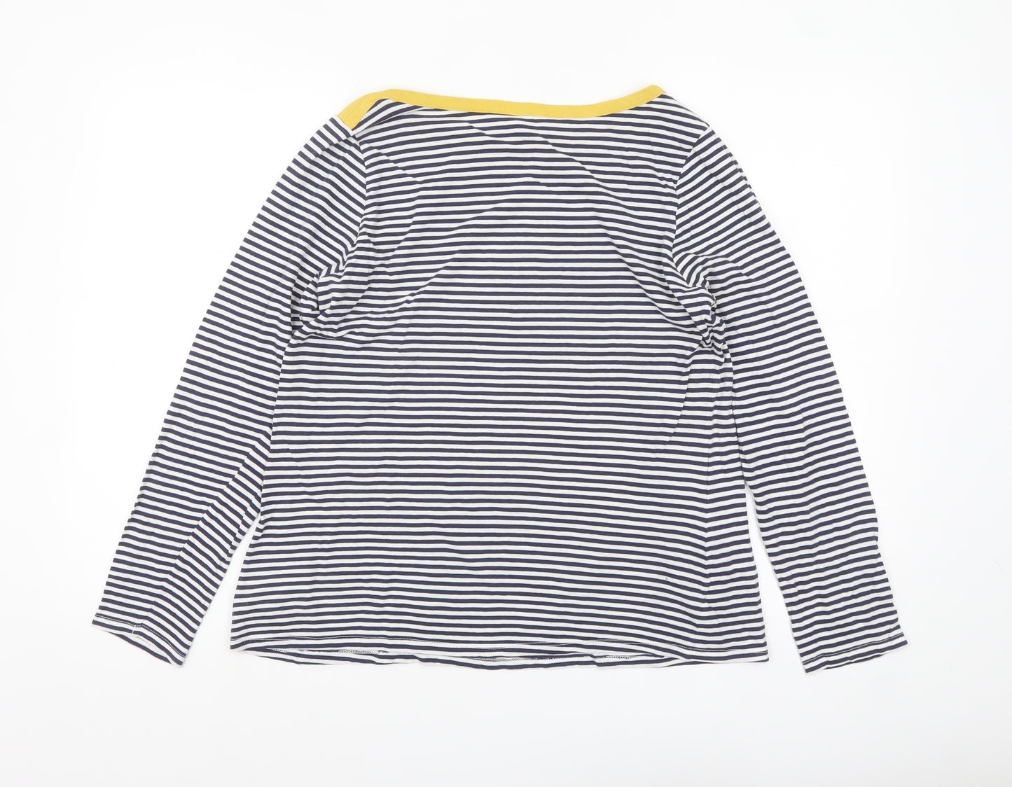 Joules Women’s Blue Striped Long Sleeve Cotton Boat Neck T-Shirt UK 14