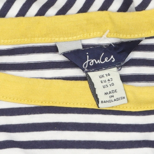 Joules Women’s Blue Striped Long Sleeve Cotton Boat Neck T-Shirt UK 14