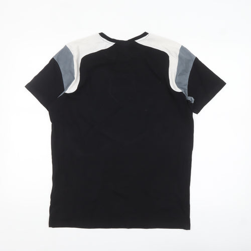883 Police Mens Black Colourblock Crew Neck Cotton T-Shirt Size M