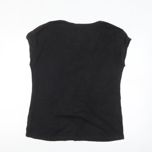 Phase Eight Women's Black Linen V-Neck Wrap Tie Blouse Size 16