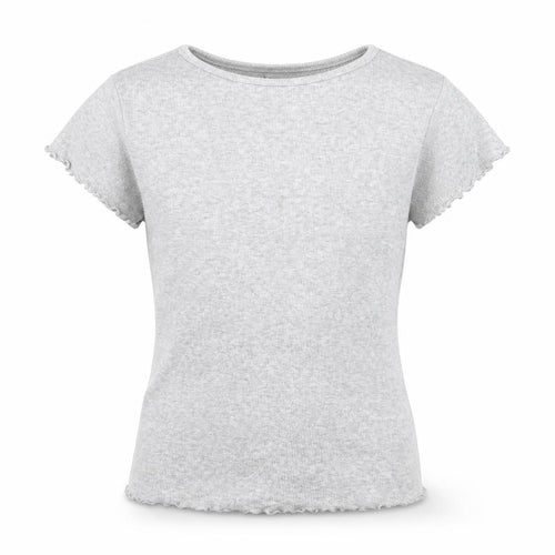 New Look Girls Grey Ribbed Short Sleeve T-Shirt Size 10 UK Cotton Blend