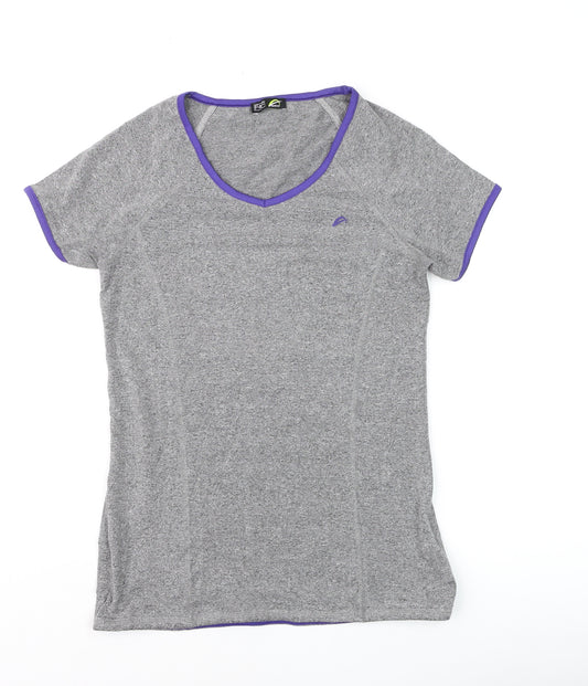 F&F Active Womens Grey V-Neck Short Sleeve Sports T-Shirt Size M