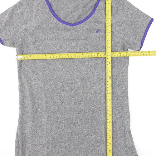 F&F Active Womens Grey V-Neck Short Sleeve Sports T-Shirt Size M