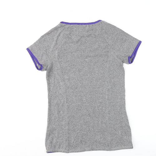 F&F Active Womens Grey V-Neck Short Sleeve Sports T-Shirt Size M