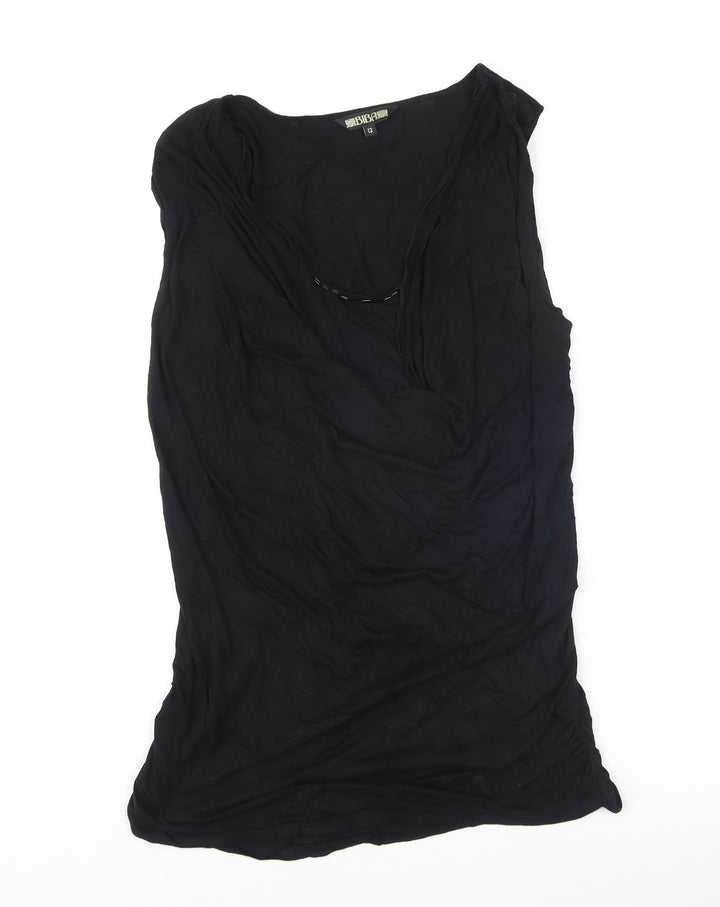 Biba Women Black Viscose Sleeveless Camisole Blouse Size 12