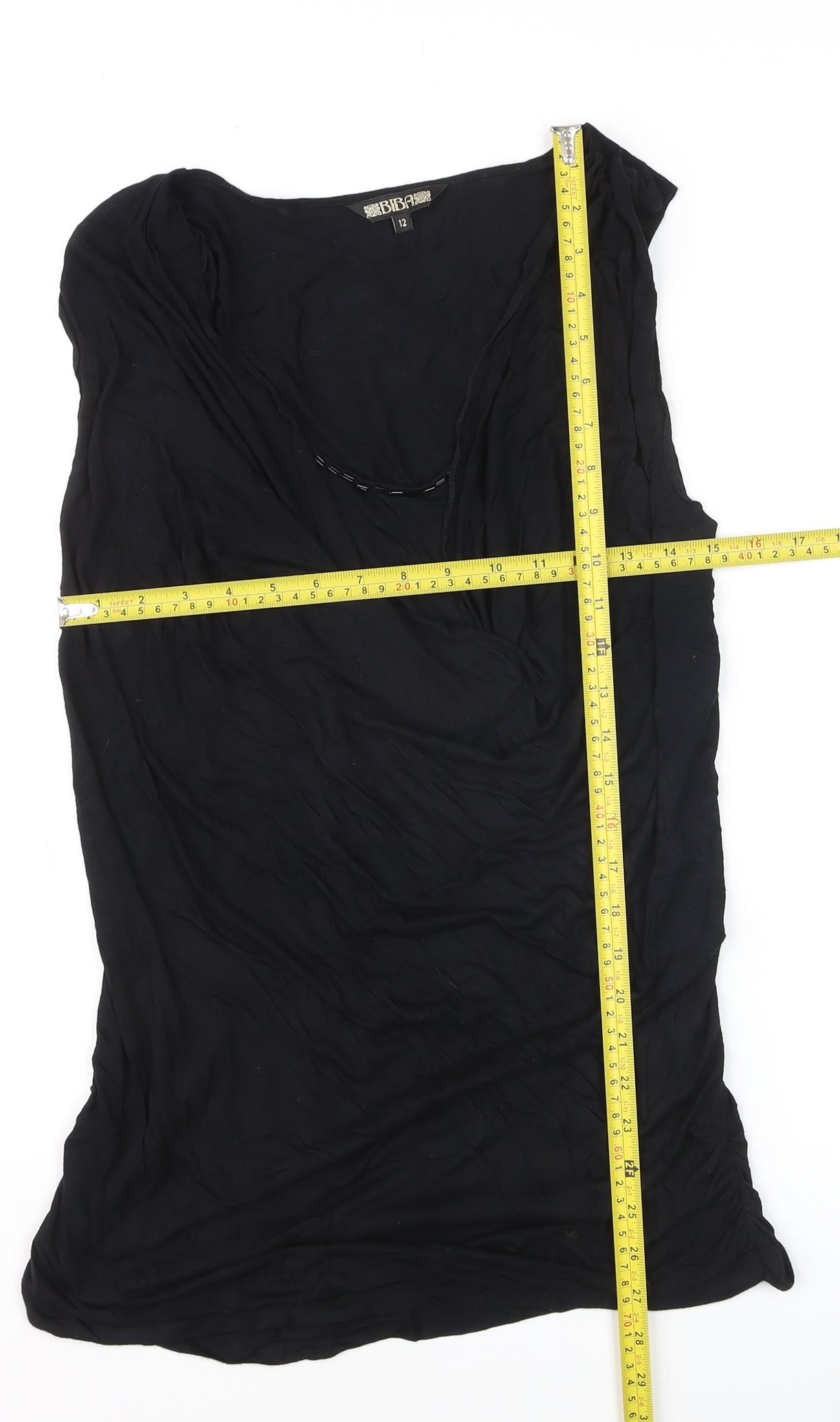 Biba Women Black Viscose Sleeveless Camisole Blouse Size 12