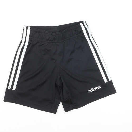 Adidas Boys Black 7-8 Years Athletic Sports Shorts