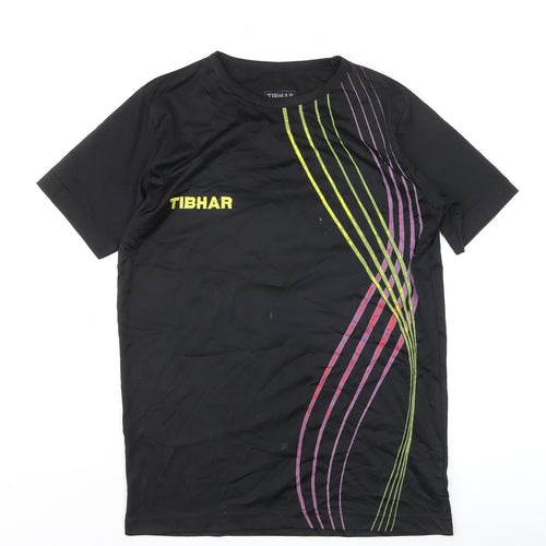 Tibhar Boys Black XS Sports T-Shirt Lightweight Moisture Wicking Top