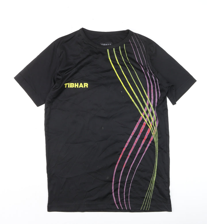 Tibhar Boys Black XS Sports T-Shirt Lightweight Moisture Wicking Top
