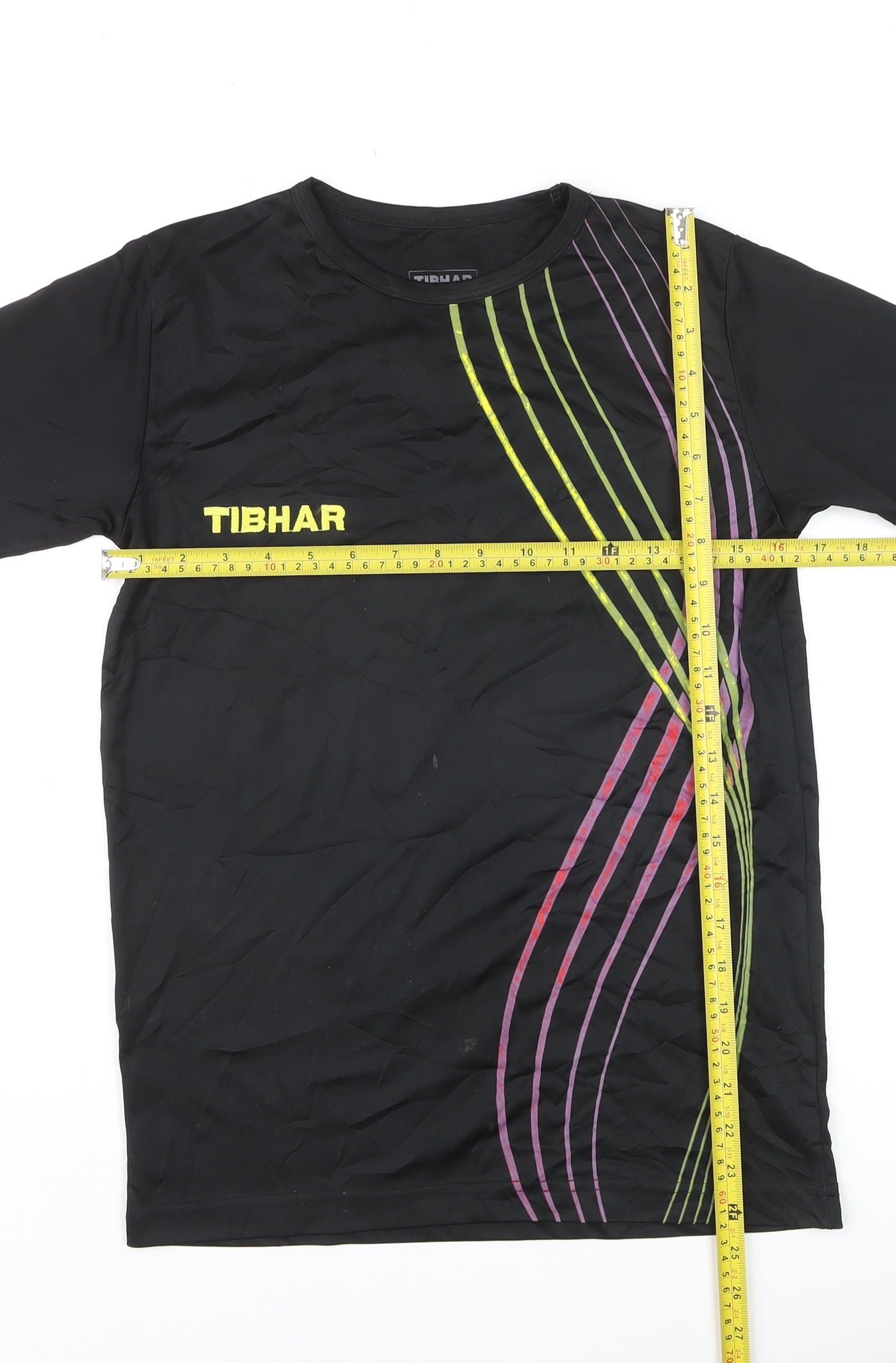 Tibhar Boys Black XS Sports T-Shirt Lightweight Moisture Wicking Top