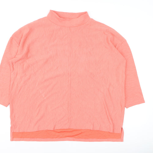 Nutmeg Womens Pink Mock Neck 3/4 Sleeve Pullover Jumper Size 14