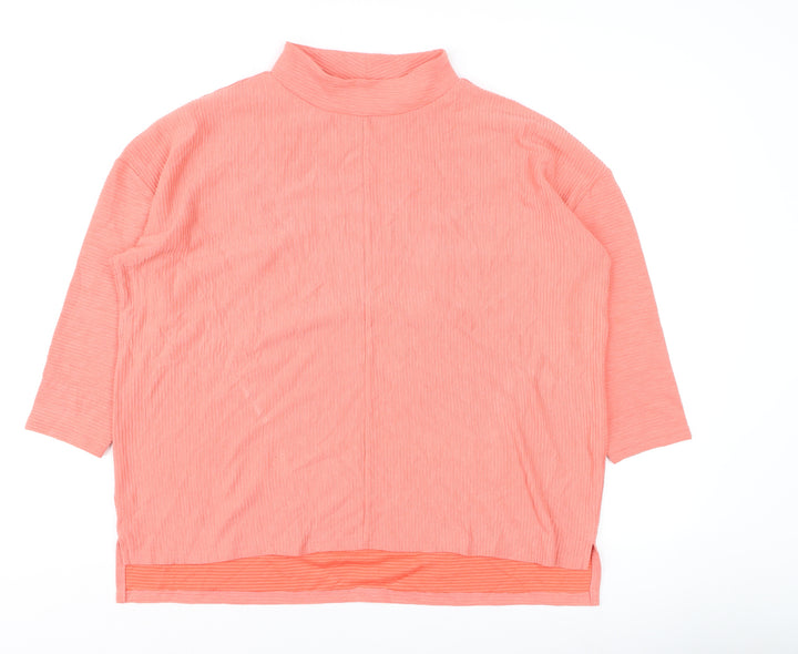 Nutmeg Womens Pink Mock Neck 3/4 Sleeve Pullover Jumper Size 14