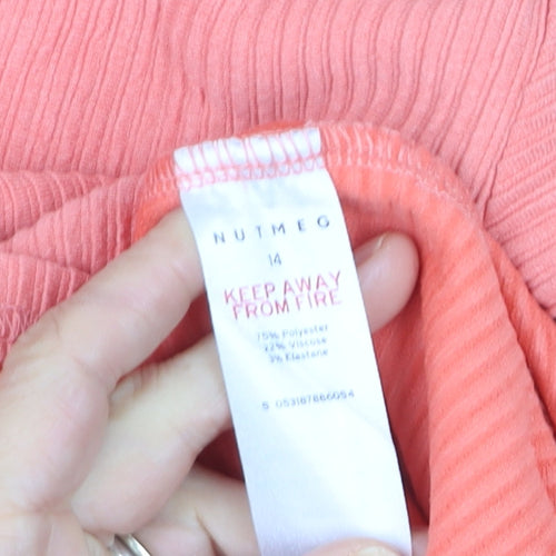 Nutmeg Womens Pink Mock Neck 3/4 Sleeve Pullover Jumper Size 14