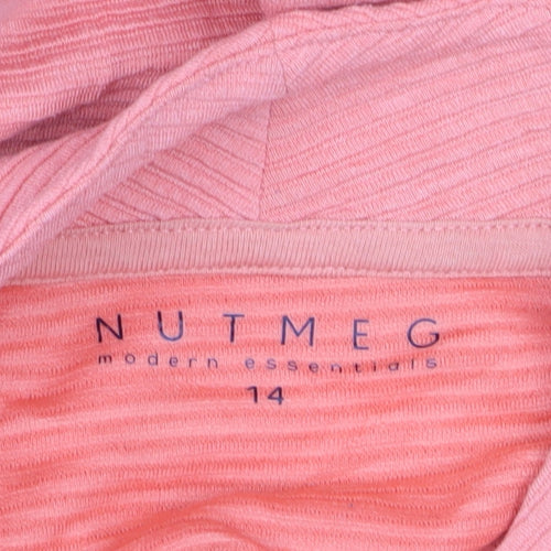 Nutmeg Womens Pink Mock Neck 3/4 Sleeve Pullover Jumper Size 14