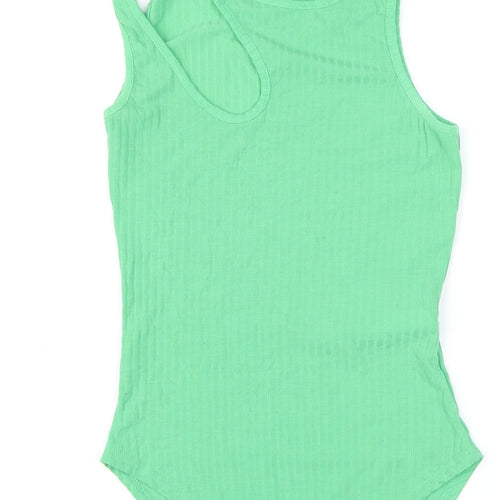 New Look Womens Green Ribbed Sleeveless Bodysuit UK 8