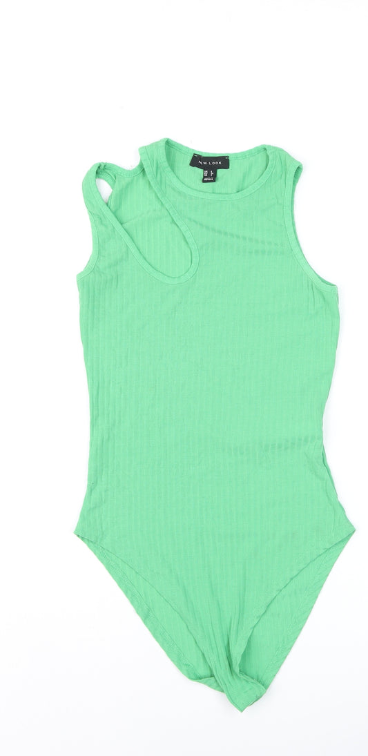 New Look Womens Green Ribbed Sleeveless Bodysuit UK 8