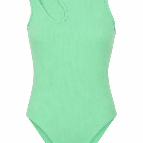 New Look Womens Green Ribbed Sleeveless Bodysuit UK 8