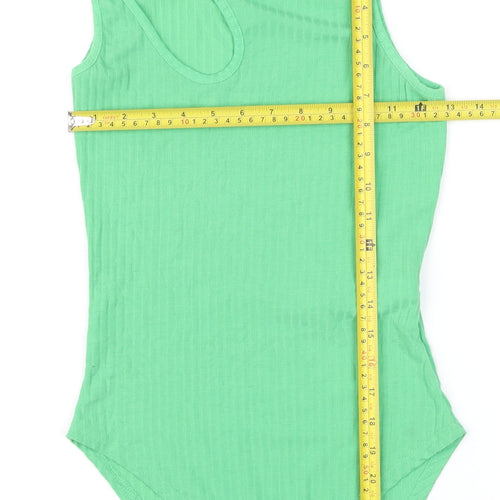 New Look Womens Green Ribbed Sleeveless Bodysuit UK 8