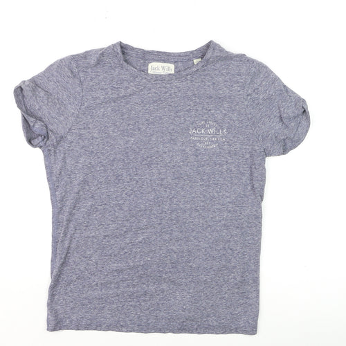 Jack Wills Womens Blue Basic Jersey T-Shirt UK 10 Short Sleeve