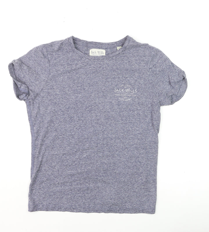 Jack Wills Womens Blue Basic Jersey T-Shirt UK 10 Short Sleeve