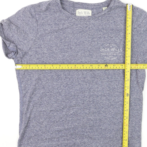 Jack Wills Womens Blue Basic Jersey T-Shirt UK 10 Short Sleeve