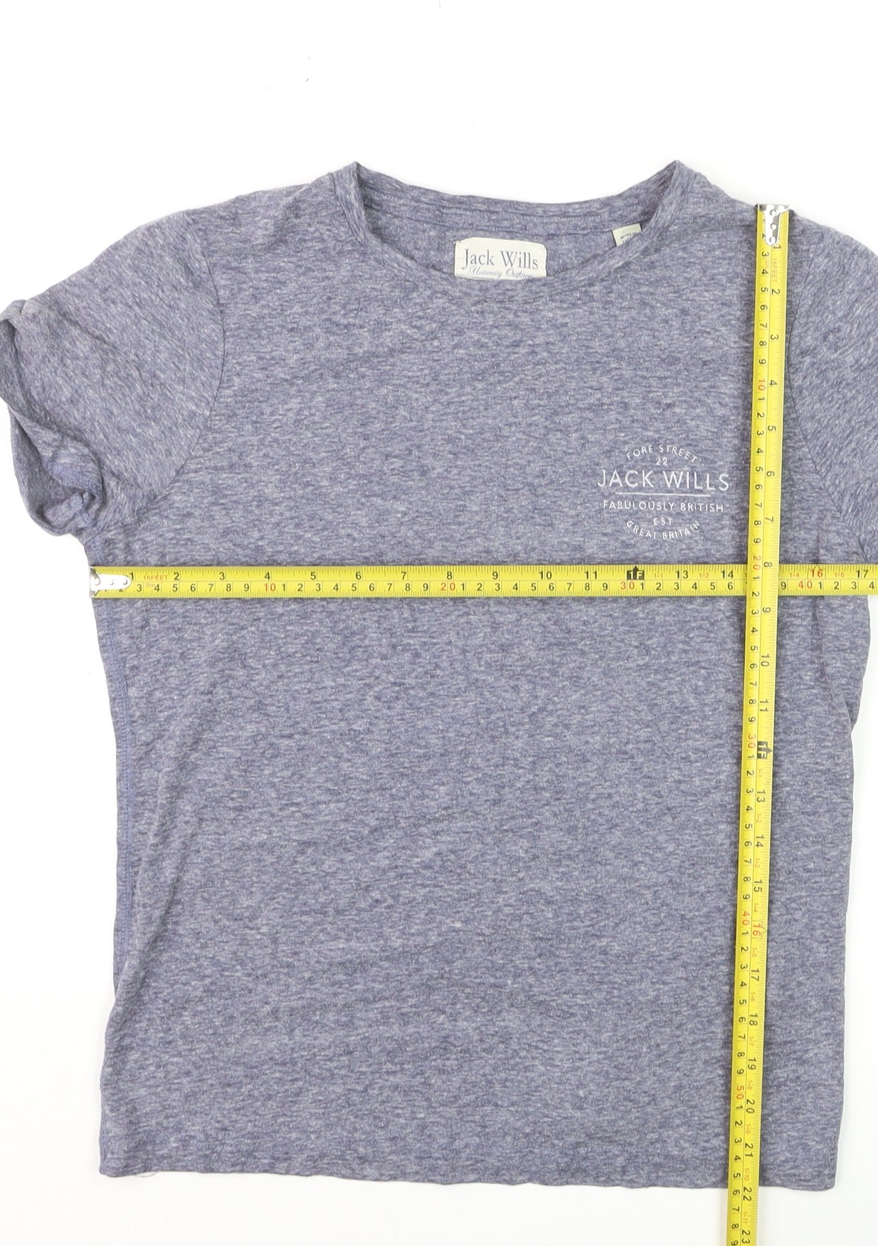 Jack Wills Womens Blue Basic Jersey T-Shirt UK 10 Short Sleeve