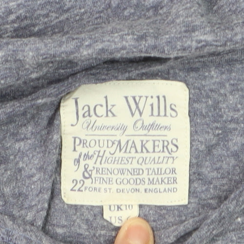 Jack Wills Womens Blue Basic Jersey T-Shirt UK 10 Short Sleeve
