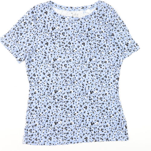 Papaya Womens Blue Animal Print Fitted T-Shirt Size 14