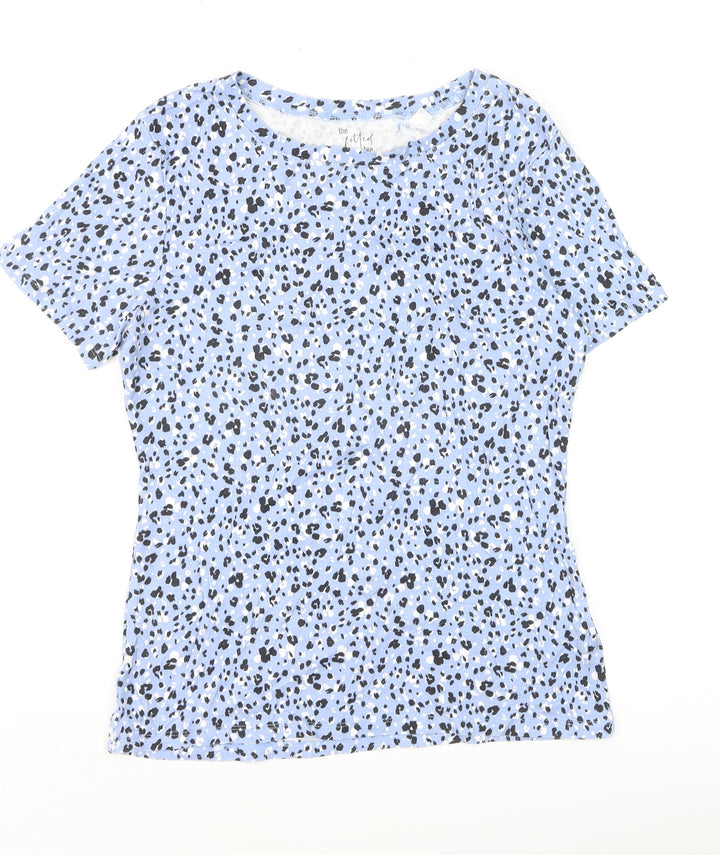 Papaya Womens Blue Animal Print Fitted T-Shirt Size 14