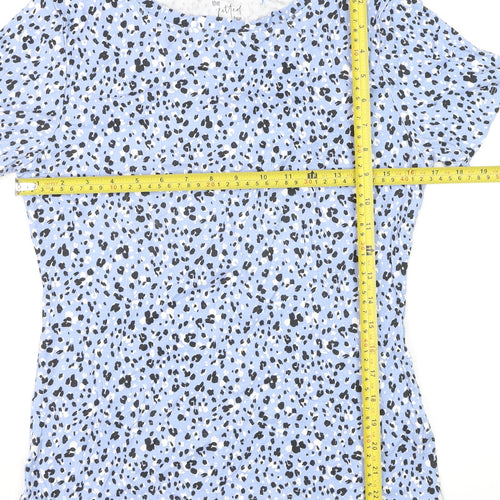 Papaya Womens Blue Animal Print Fitted T-Shirt Size 14