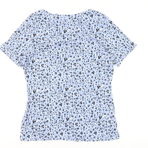 Papaya Womens Blue Animal Print Fitted T-Shirt Size 14