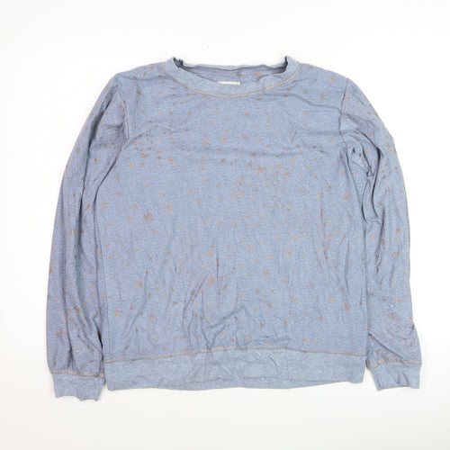 Next Women Blue Star Print Crew Neck Pullover Jumper Size M