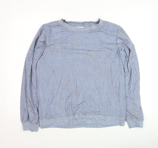 Next Women Blue Star Print Crew Neck Pullover Jumper Size M