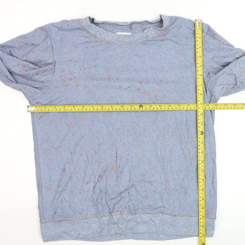 Next Women Blue Star Print Crew Neck Pullover Jumper Size M