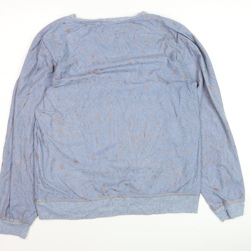 Next Women Blue Star Print Crew Neck Pullover Jumper Size M