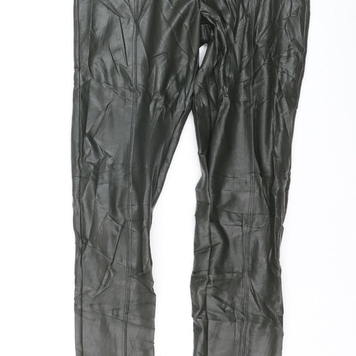 Marks and Spencer Women's Green Faux Leather Ankle Leggings Size 10 Long