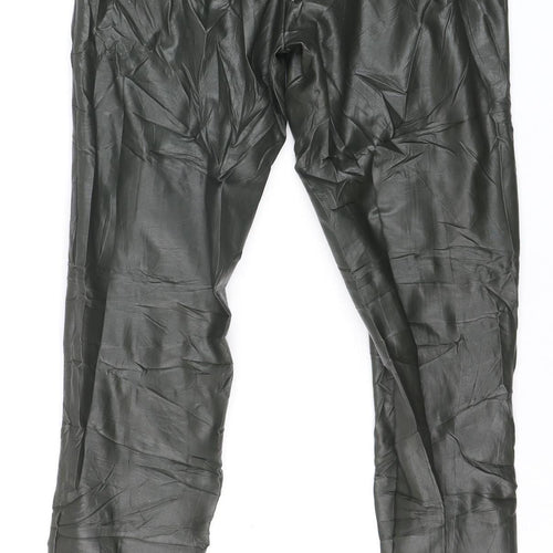 Marks and Spencer Women's Green Faux Leather Ankle Leggings Size 10 Long