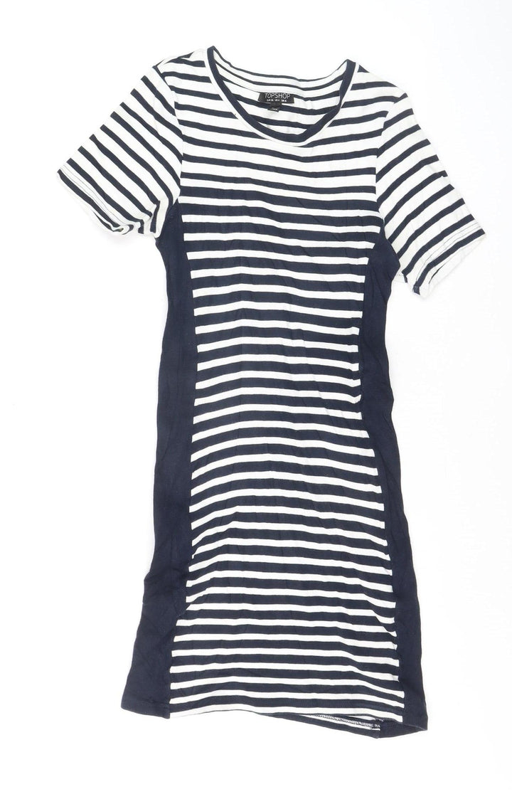 Topshop Women’s Navy Striped T-Shirt Dress Size 8