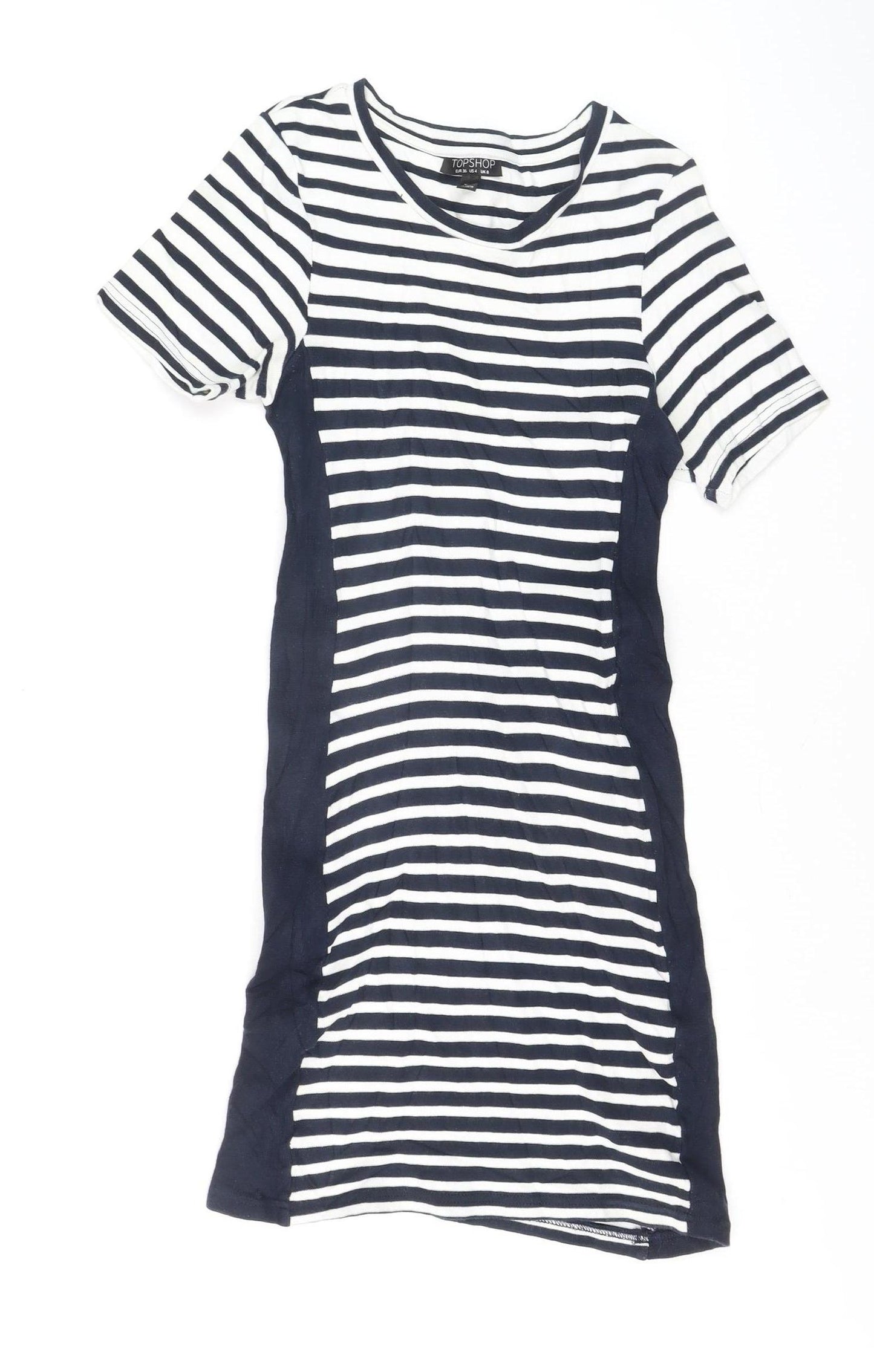 Topshop Women’s Navy Striped T-Shirt Dress Size 8