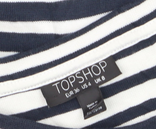 Topshop Women’s Navy Striped T-Shirt Dress Size 8