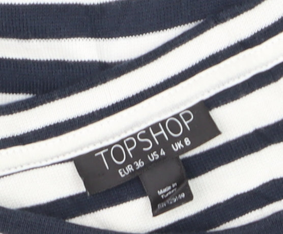 Topshop Women’s Navy Striped T-Shirt Dress Size 8