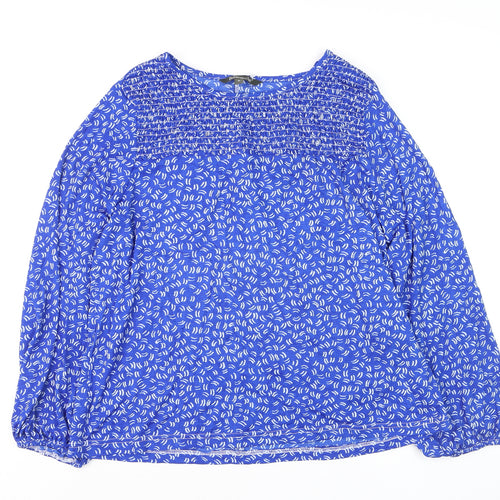 Bonmarché Women's Blue Floral Long Sleeve Tunic Blouse Size 16