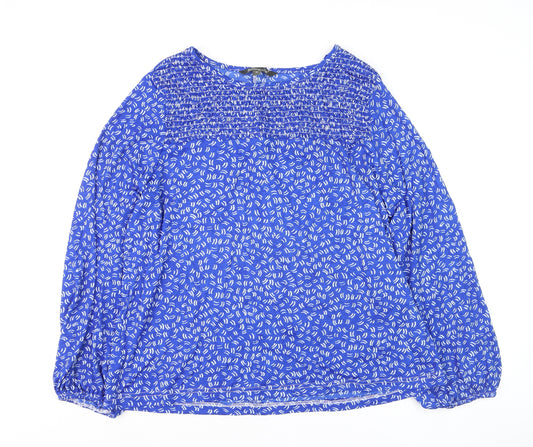 Bonmarché Women's Blue Floral Long Sleeve Tunic Blouse Size 16