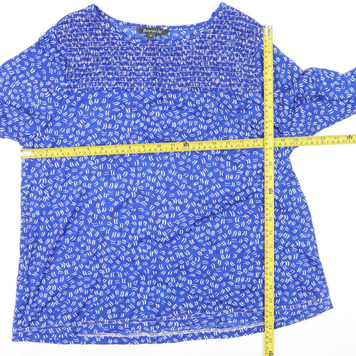 Bonmarché Women's Blue Floral Long Sleeve Tunic Blouse Size 16