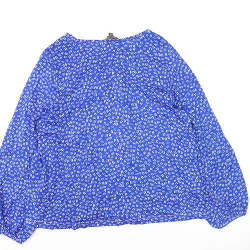 Bonmarché Women's Blue Floral Long Sleeve Tunic Blouse Size 16