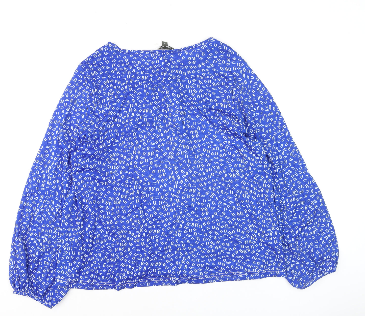 Bonmarché Women's Blue Floral Long Sleeve Tunic Blouse Size 16